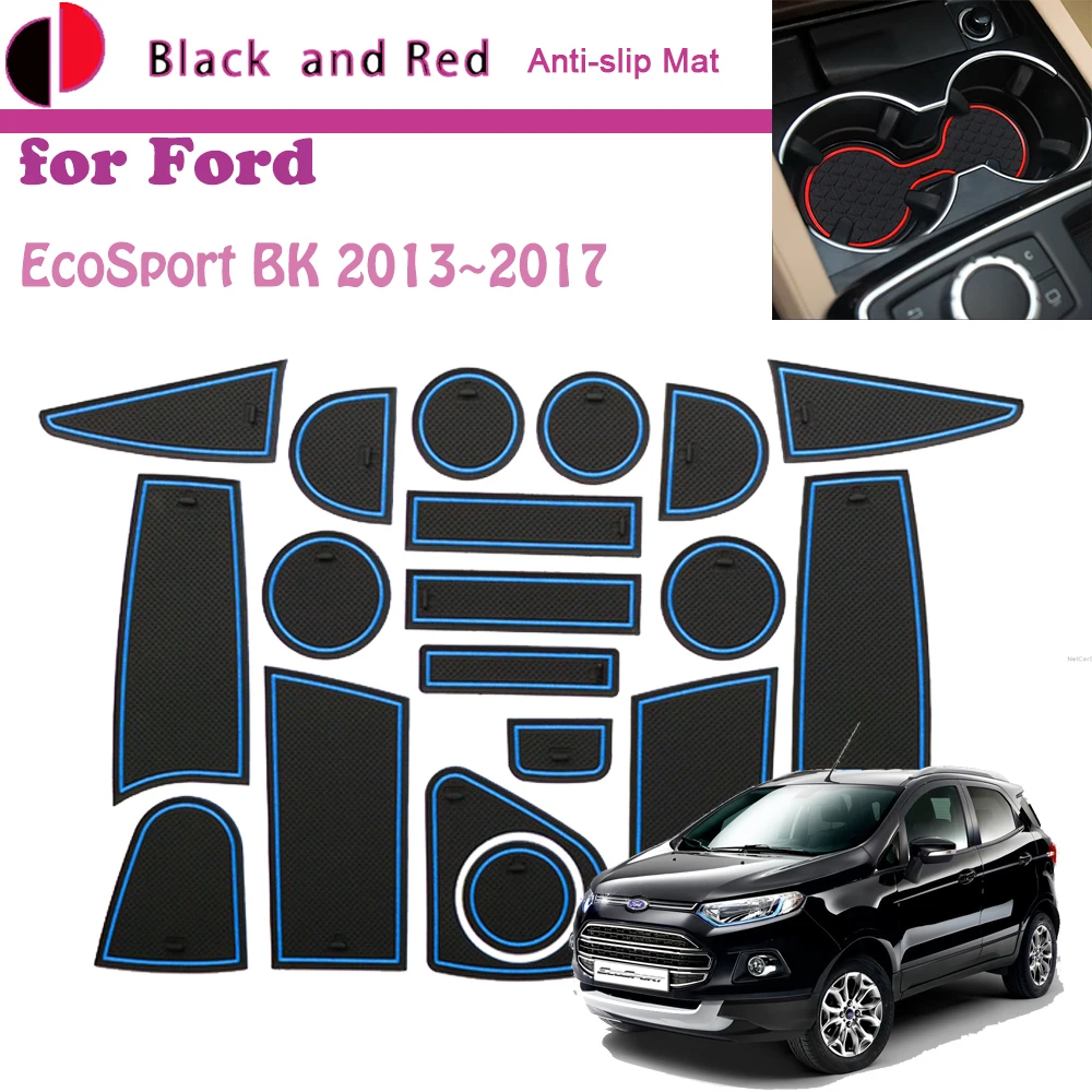 

Rubber Door Groove Mat for Ford EcoSport BK E85 2013~2017 2014 2015 2016 Cushion Gate Storage Slot Coaster Dust-proof Sticke Pad