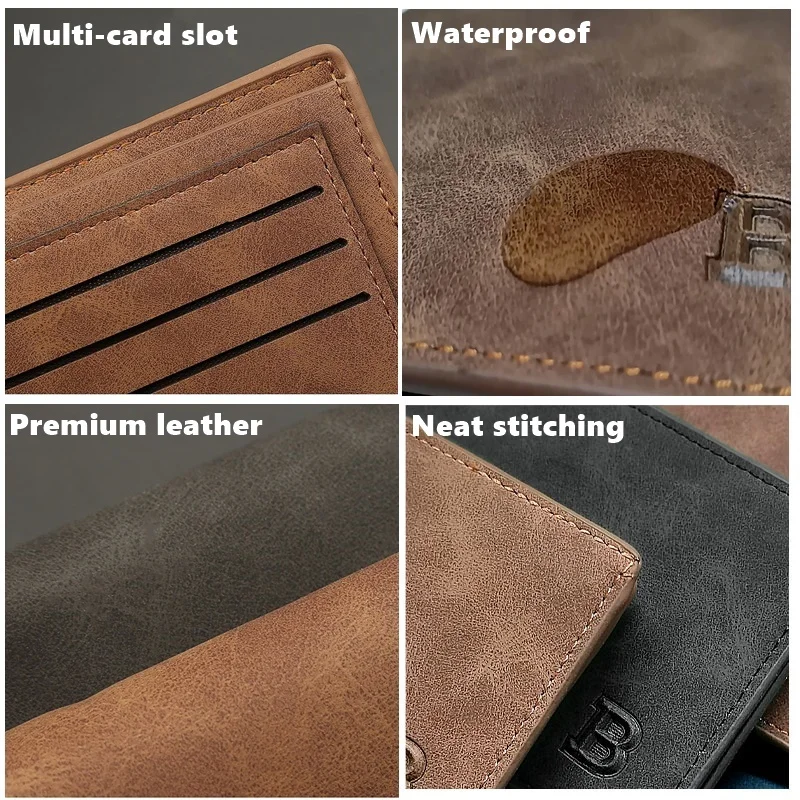 New PU Leather Men's Short Wallet Slim Business Card Holders Male Short Coin Pocket Wallet Dollar Money Purse For Man