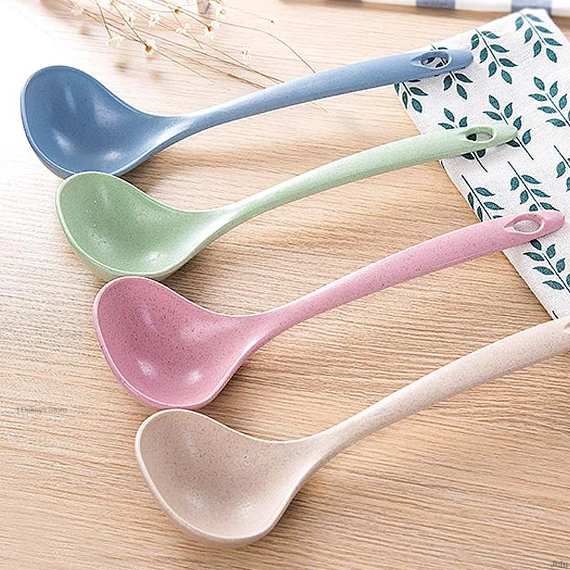 

Tableware Wheat Straw Rice Ladle 4colors Long Handle Soup Spoon Meal Dinner Spoon Shovel Kitchen Supplies Cooking Tool Spoon Set