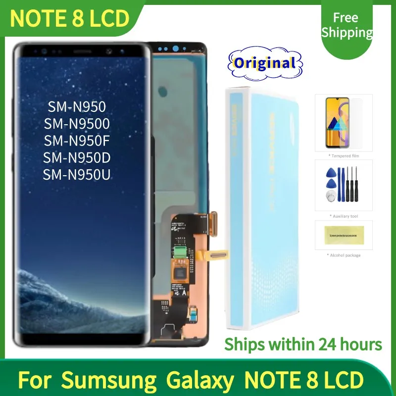 100%Original 6.3''super AMOLED Screen for Samsung Galaxy Note 8 LCD SM-N950F/D N950A N950U Display Touch Screen Digitizer Parts