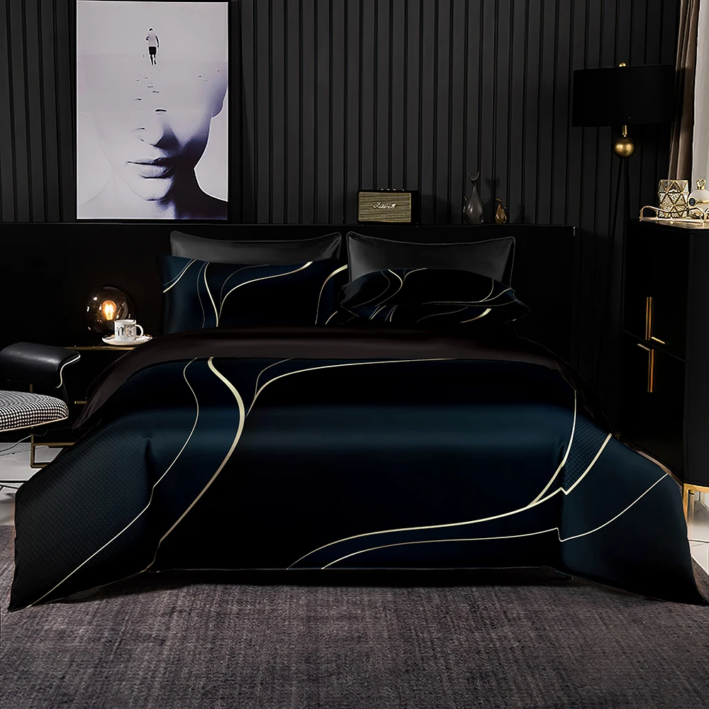 

Dark Green Bedding Set Affluent Yellow Twill Duvet Cover and Pillowcase Quality Stylish Quilt Cover Queen King Set Bed Accessory