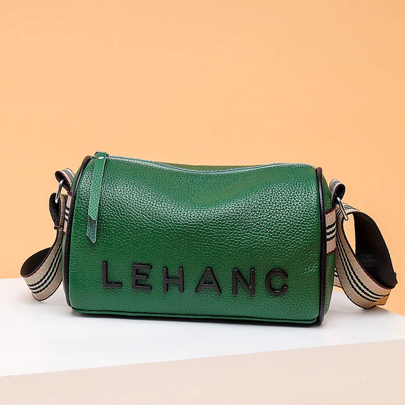 

Genuine Leather Shoulder Bags Women Cylindrical Crossbodyer Pocket Female Handbag Waterproof Soft Fashion Bag