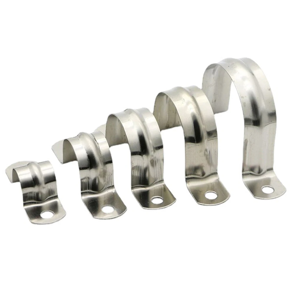 

50X Stainless Steel U Shaped Conduit Clamp Saddle Strap Tube Pipe Clips 8mm-50mm Home Improvement Plumbing Fixtures Pipe