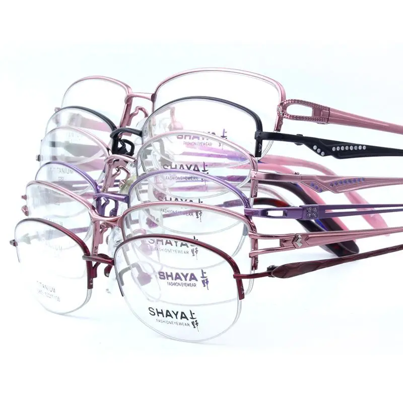 Cubojue Wholesale Titanium Eyeglasses Women 20 Pcs/lot Semi Rimless Reading Glasses Spectacles Red Pink