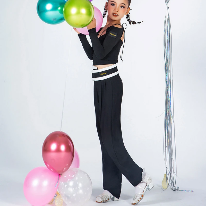 Новинка 2022 брюки для латиноамериканских танцев девочек черные длинные прямые