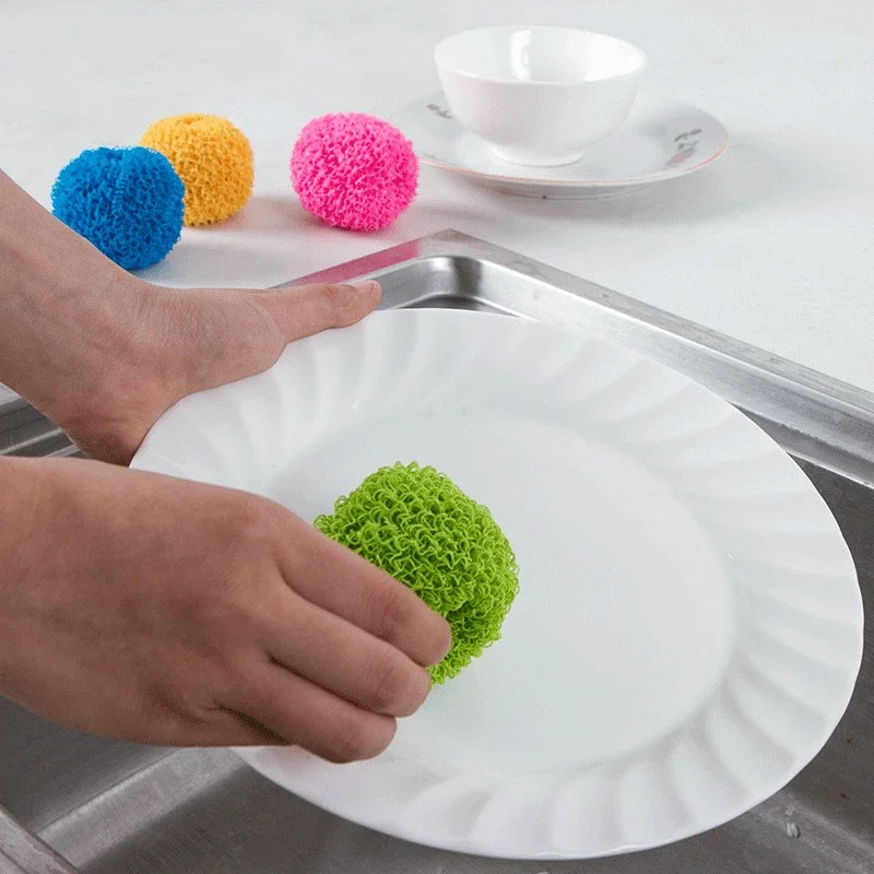Colorful Kitchen Cleaning Ball Non-Damaging To Coated Rice Cooker Brush For Household Garden Tools