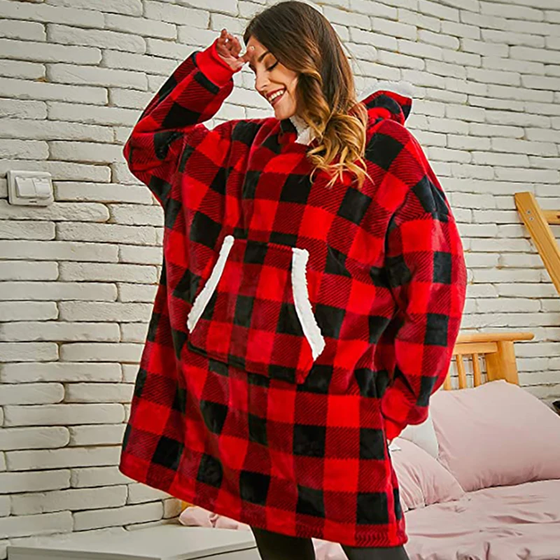 

Blanket with Sleeves Women Oversized Hoodie 47