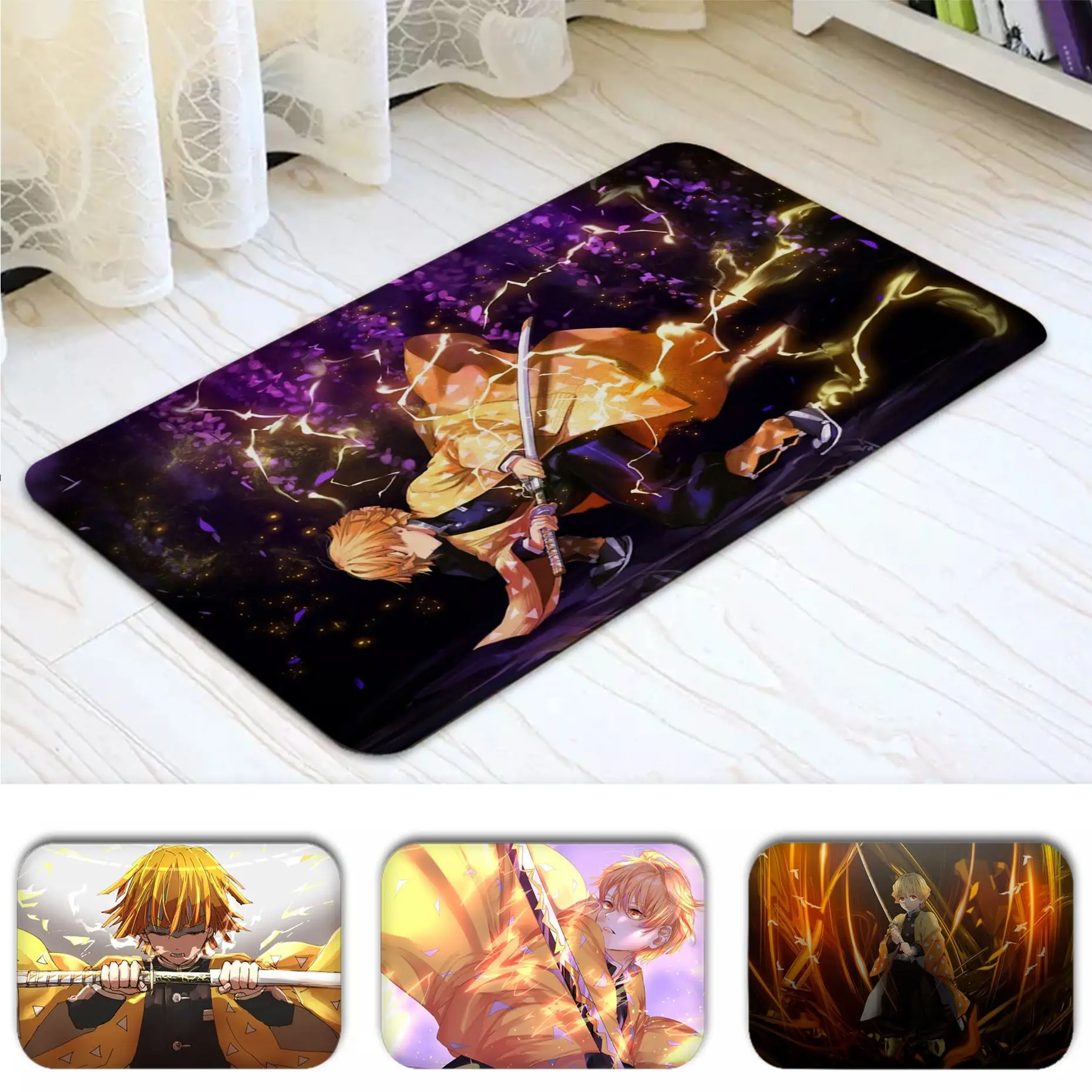 

Agatsuma Zenitsu Bathroom Mat INS Style Soft Bedroom Floor House Laundry Room Mat Anti-skid Welcome Doormat