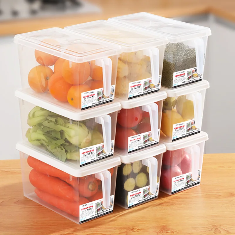 

Пластиковые контейнеры для хранения пищевых продуктов, квадратная ручка, органайзер для хранения пищевых продуктов, коробки с крышками для холодильника, холодильника, морозильной кабины