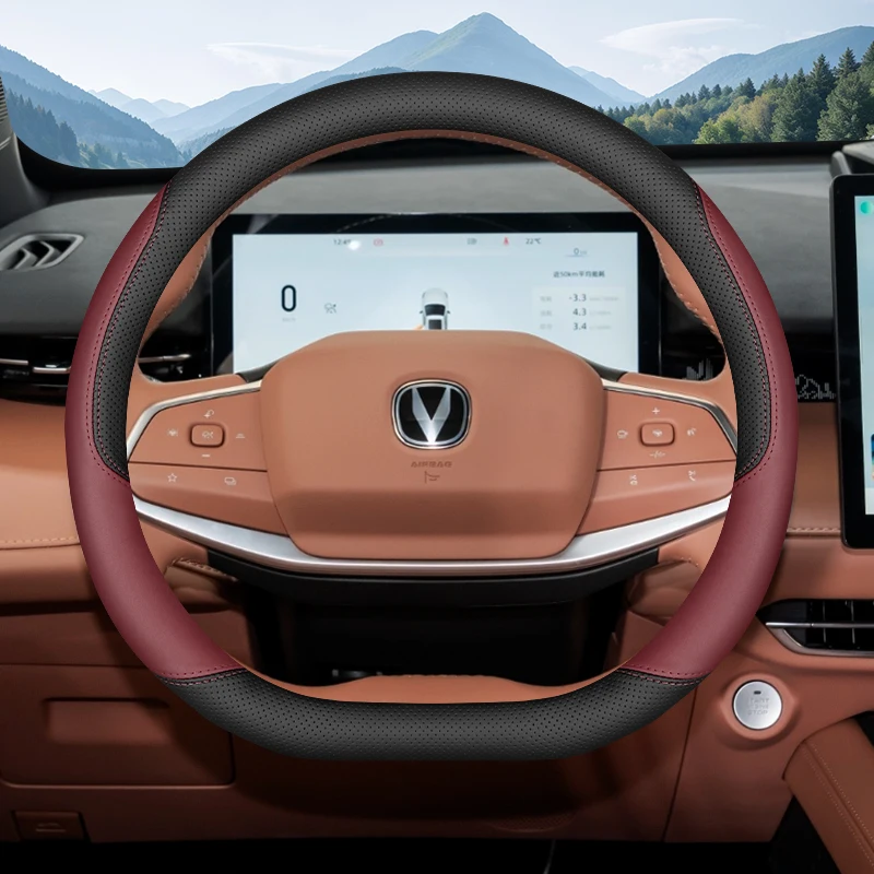 Фото Кожаный чехол на руль автомобиля для Changan UNI-T UNI-Z UNI T Z X7 CS75 Plus 2024 2025 2026, аксессуары №5