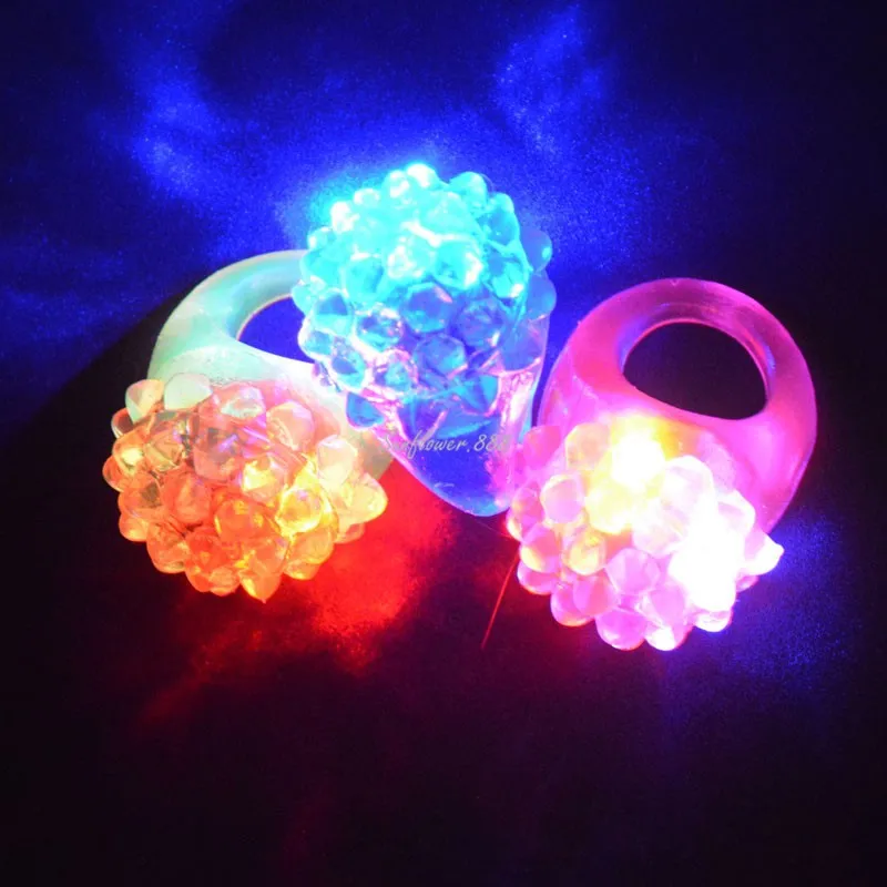 

24 LED Light Up Jelly Bumpy Rings Bulk Party Favor - Blinking Finger Ring for Bar Parties Cosplay Festival Halloween Christmas