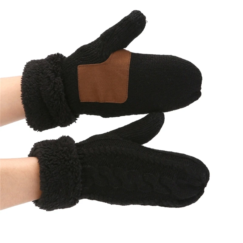

Взрослые перчатки с сенсорным экраном, теплые варежки на полный палец с плюшевыми манжетами на запястье, варежки с декором для