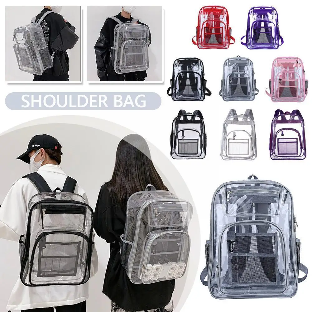 

Transparent Backpack Male PVC Dust-free Plastic Bag School Bag Backpack Exam Waterproof Fitness High Swimming Junior F8Y5
