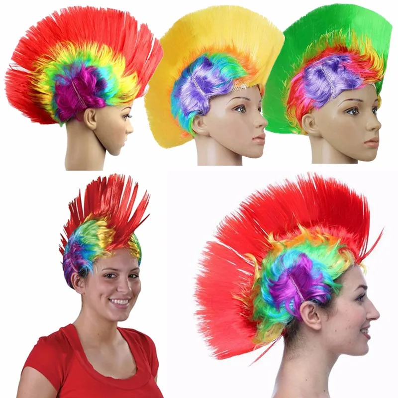 Женский парик для волос Радужный Mohawk в стиле панк маскарадный головной убор