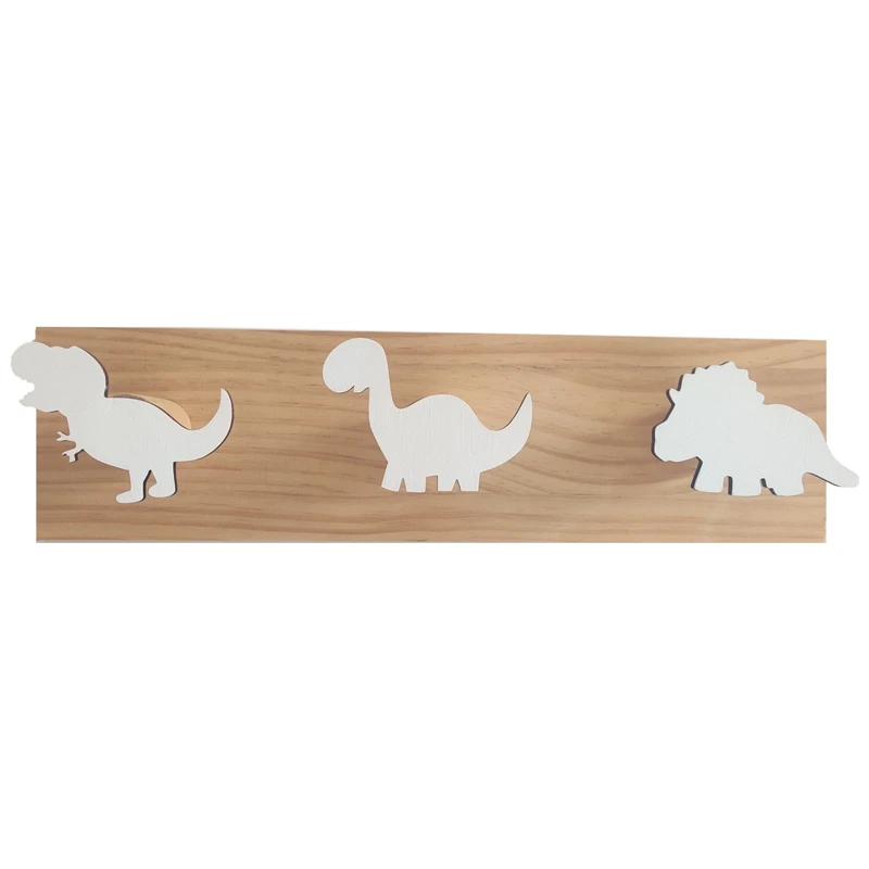 

Детские Настенные Крючки для пальто с динозавром, деревянная дверная вешалка для мальчиков, спальни, детской, игровой комнаты, украшения-белый