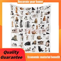 lunarable cat lover throw blanket group of cats and kitten lying down meowing purebred norwegian siamese flannel fleece accent
