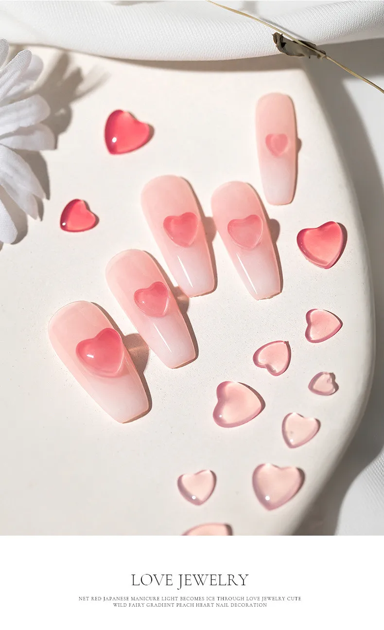 

1000PCS Light Becomes Love Nail Stone Loving-Heart Crystal Jelly Rhinestones 3D Gems DIY Nail Love Accessory Diamond 4/5.5/7.7mm