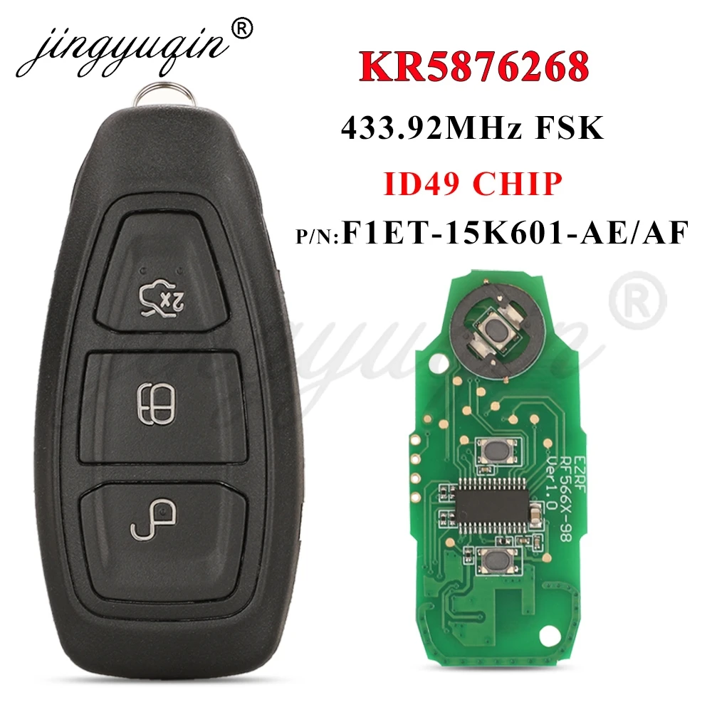 Интеллектуальный автомобильный ключ jingyuqin KR 5876268 Для Ford Kuga Fiesta Focus Grand C-Max 2011 с 433