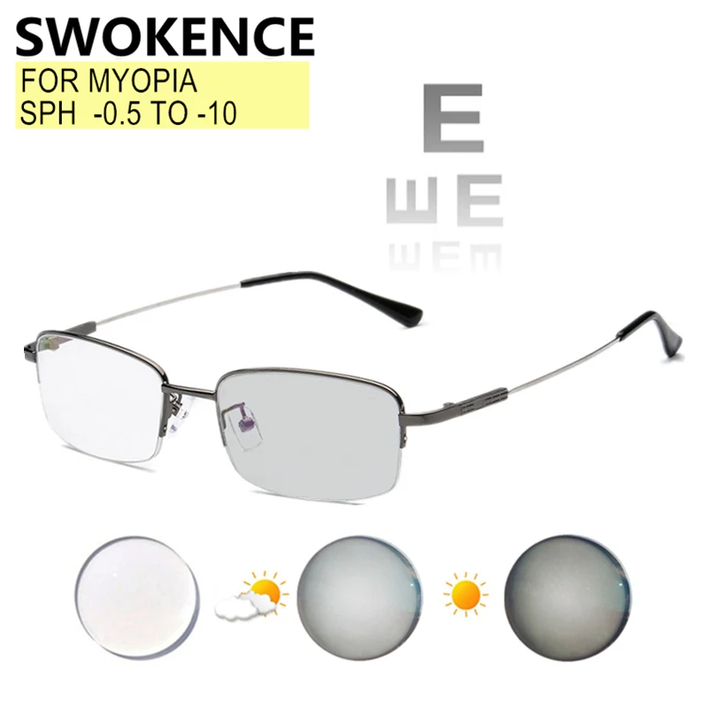 

Очки по рецепту для близорукости от -0,5 до -10 для женщин и мужчин, полуоправа, блокирующие синий свет или фотохромные очки для близорукости F199