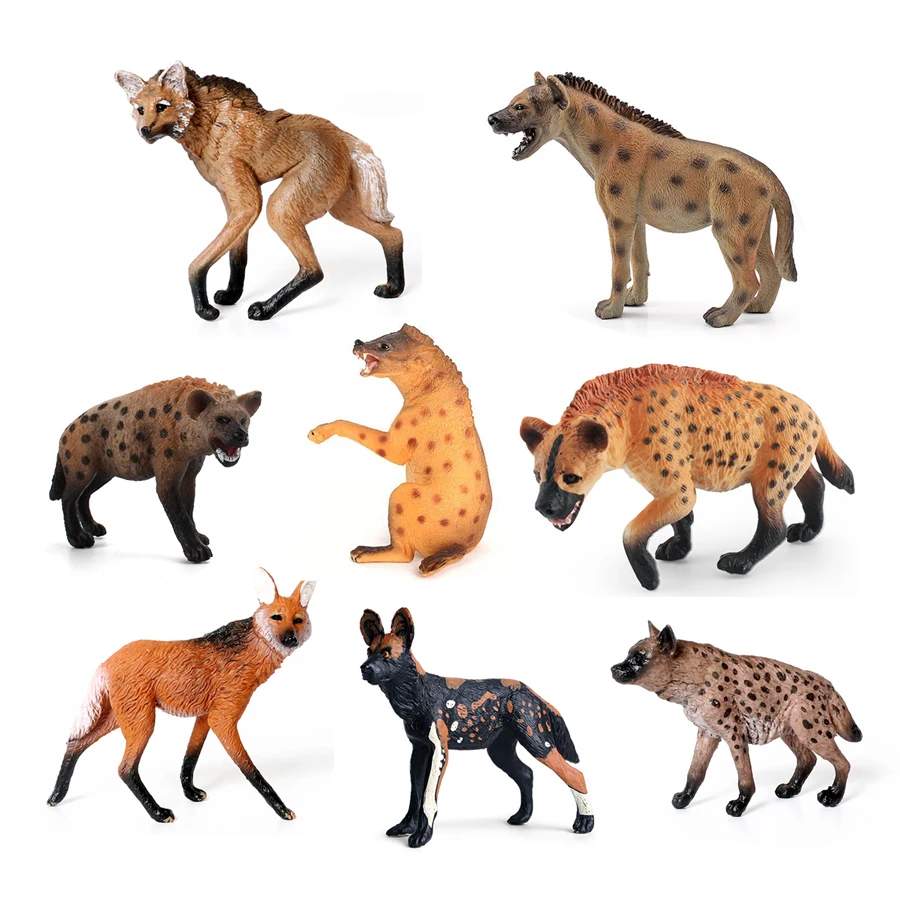 Realistic Plastic Wildlife Hyena,Maned Wolf,African Wild Dog