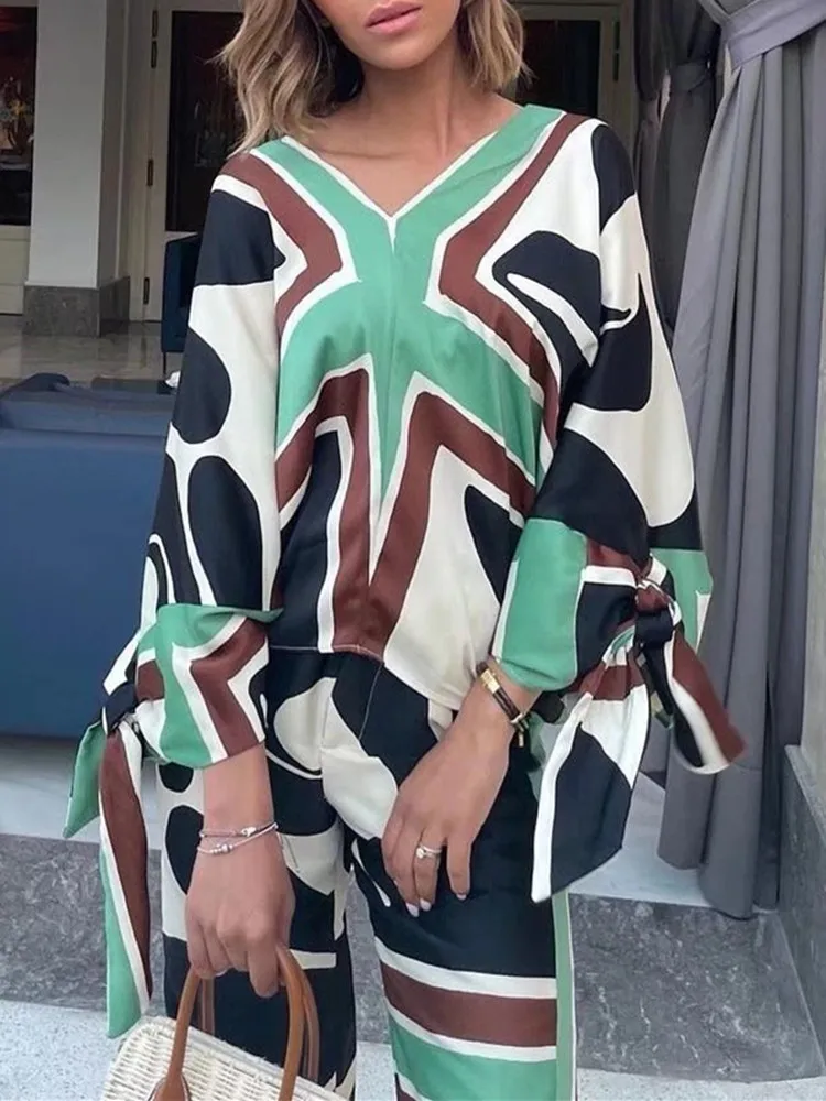 

Женская кружевная блузка PUWD в стиле оверсайз с V-образным вырезом и бантом, Весенняя мода 2022, Женская винтажная рубашка в стиле High Street, женска...