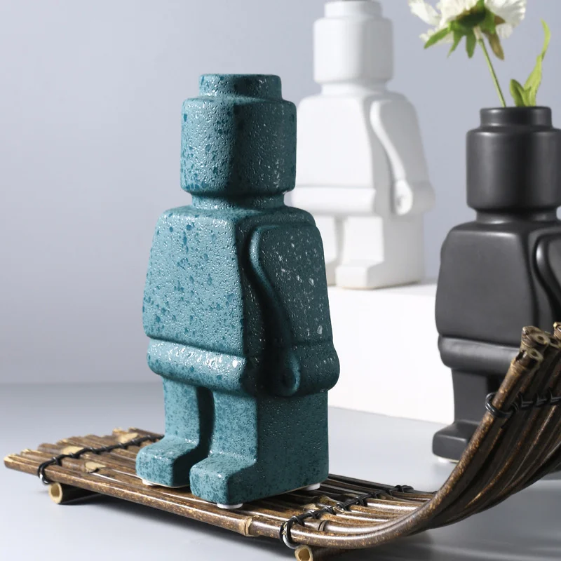 

Ceramics Robot Vase Nordic Style Flower Pot Room Modern Interior Home Decoration Whiteware Ornaments Office Desktop Table Decor