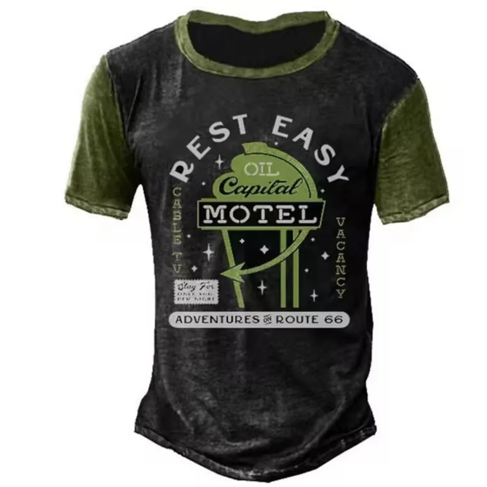 Мужская винтажная мотоциклетная футболка Повседневная Свободная с 3d принтом