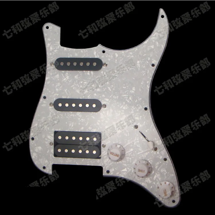 White Pearl SSH Guitar Loaded Prewired Pickguard scratchplate Assembly For With BlacK pickup | Parts &amp Accessories
