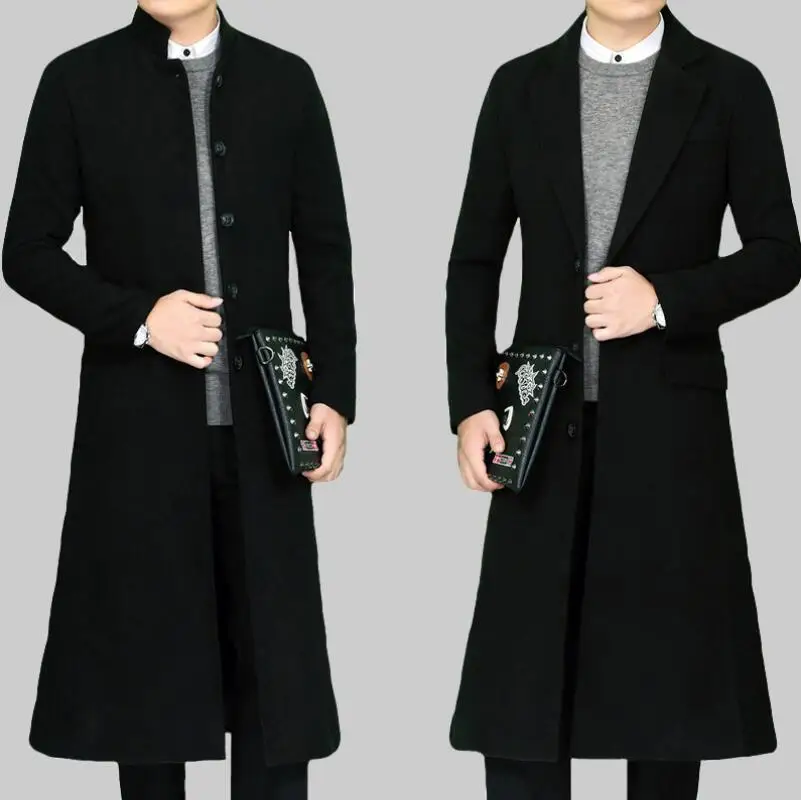 

Autumn and Winter Men's New Personalized Custom Fashion Plus Size Casual Mid-length Slim Single-breasted Woolen Coat S-4XL