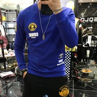 spring and autumn new sweater mens korean version of the trend printing round neck slim simple long sleeved t shirt ins