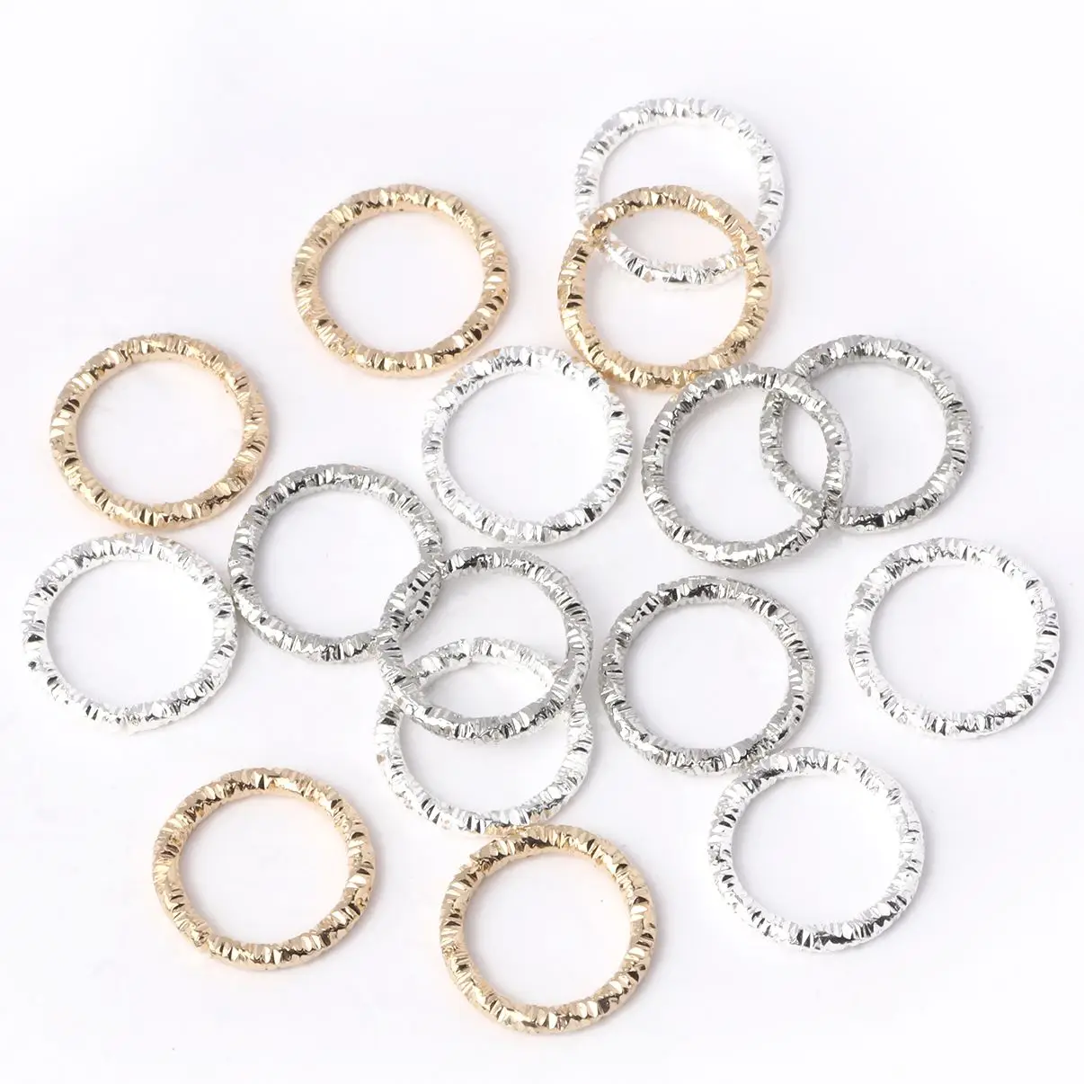 

Twisted Round Gold Silver Rhodium Color Jump Rings Split Rings Connectors For Bracelet Necklace Making Findings 12mm 50pcs/lot
