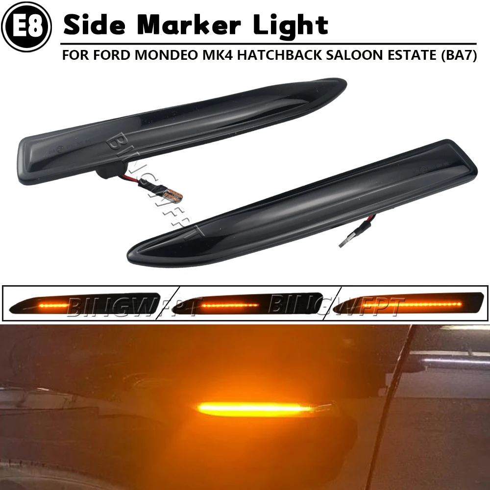 

2 шт. светодиодные динамические боковые габаритные указатели поворота, последовательные мигающие лампы для Ford Mondeo 4 Mk4 BA7 03.2007-01.2015