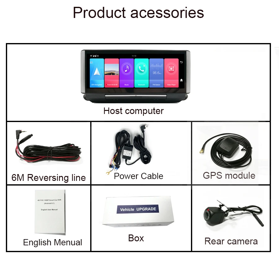 7-дюймовый Android 8.1 Автомобильное зеркало заднего вида DVR 4G Dash Cam GPS-навигация ADAS 1080P