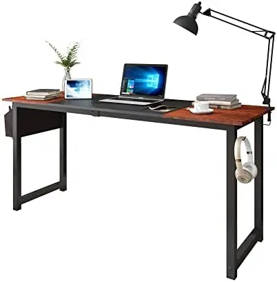 

Компьютер для дома и офиса, двухцветный панельный стол с сумкой для хранения и крючком, черный, сандаловый цвет, В индустриальном стиле