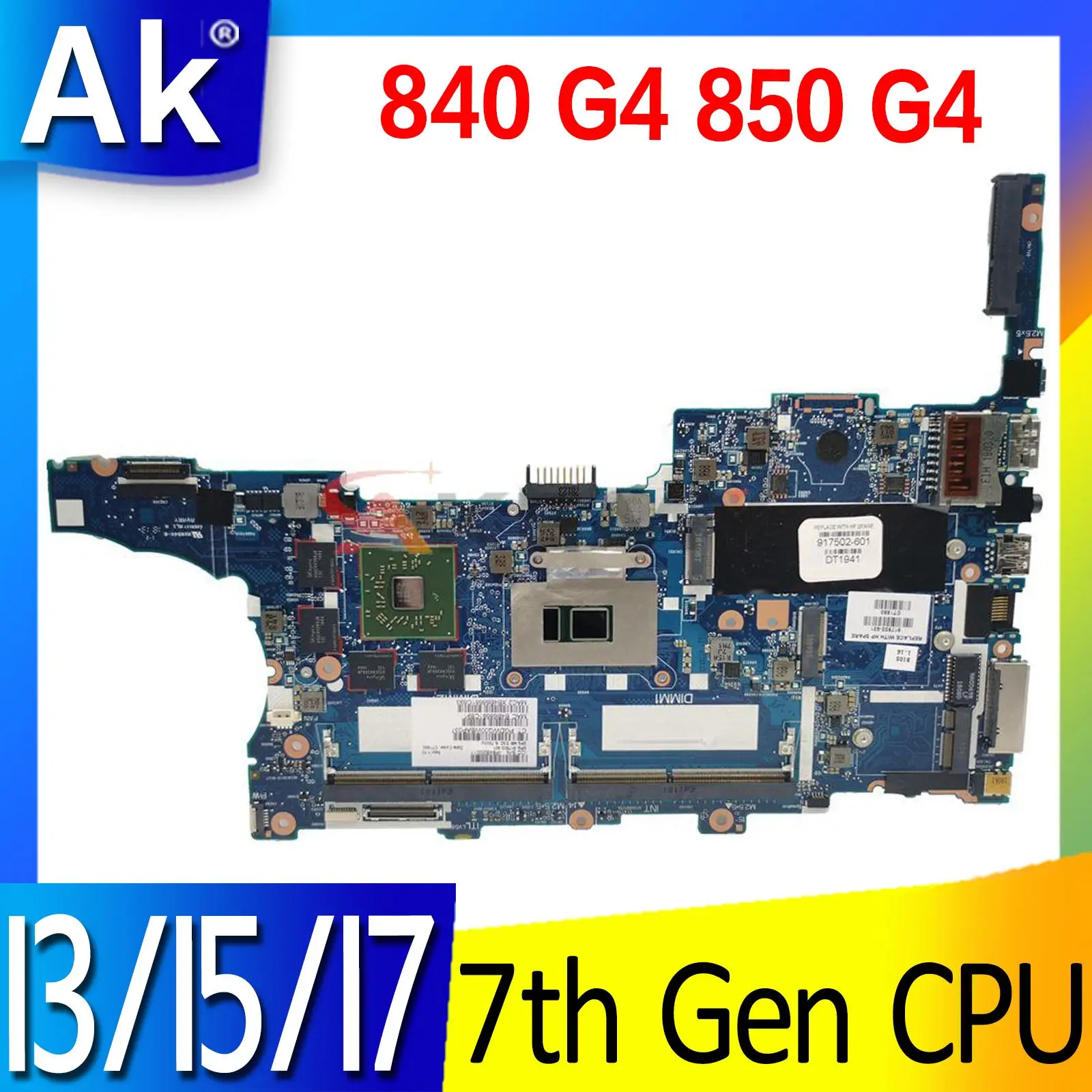 

Материнская плата 6050A2854301 для ноутбука HP EliteBook 850 G4 840 G4, материнская плата с процессором I3 I5 I7 7-го поколения 216-0868010 GPU