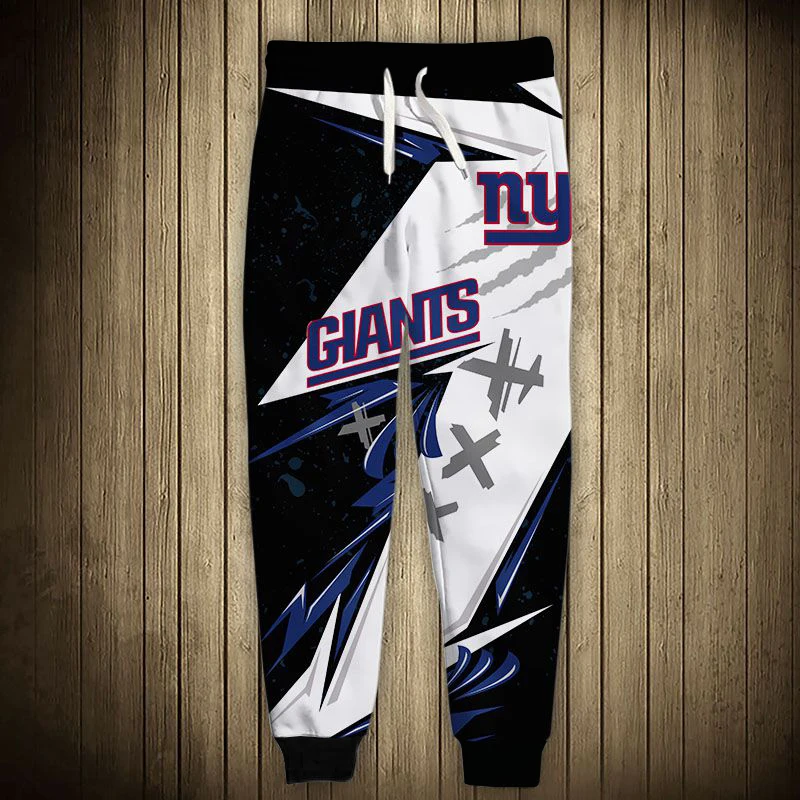 

Fashion New York Men's casual Giants pants Classic black white stitching purple flower geometric letter printing 3D sweatpants