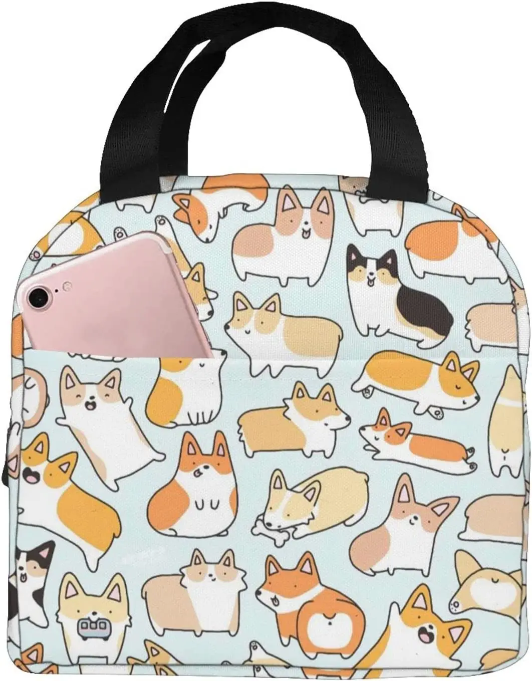 

Забавная изолированная сумка для ланча Corgi, Термосумка-холодильник, многоразовые сумки с молнией, коробка для еды, Ланч-бокс с защитой от протечек, прочный Ланчбокс