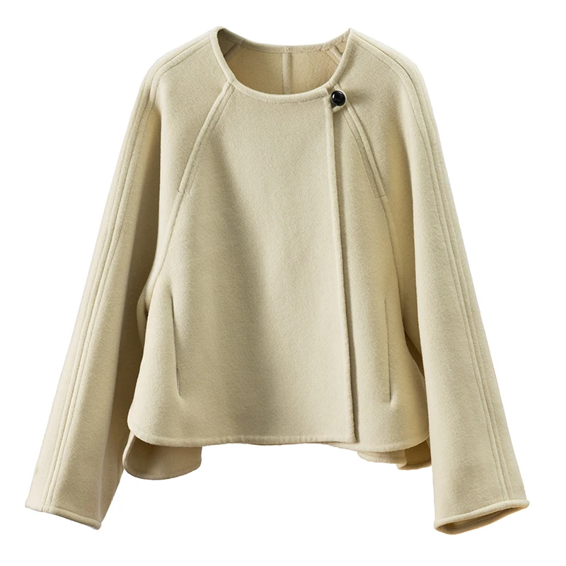 

Женское шерстяное пальто, повседневное Свободное пальто на одной пуговице, Осень-Зима 100%