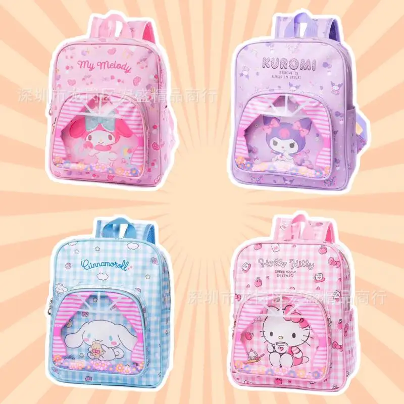 

40Cm Sanrios Kawaii Hello Kittys Cinnamoroll Kuromi My Melody Cartoon Cute Leather Transparent Children's Backpack School Bag