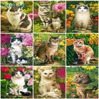 sdoyuno 60x75cm diy frame paintings painting by number cat flower wall art picture by number for home decor wall art gift