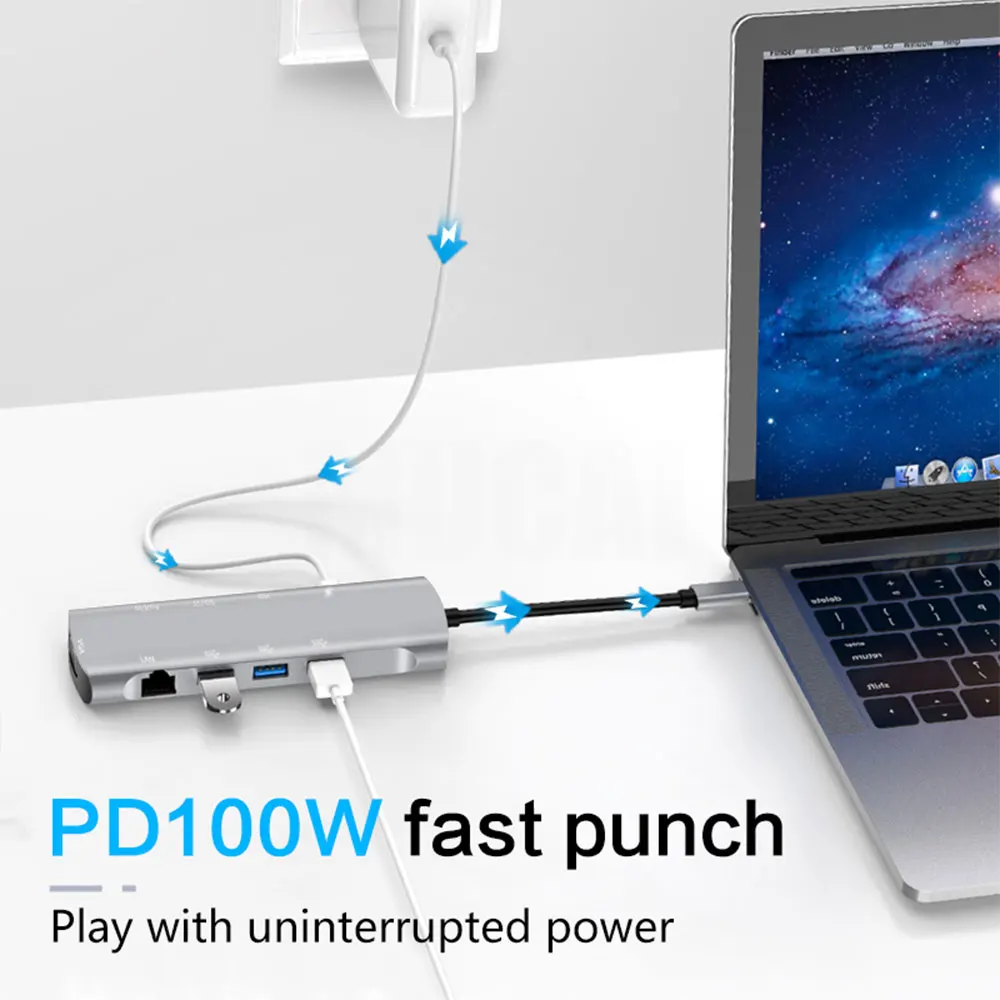USB-концентратор MUCAI Type C на HDMI 4K 30 Гц RJ45 USB 3 0 |