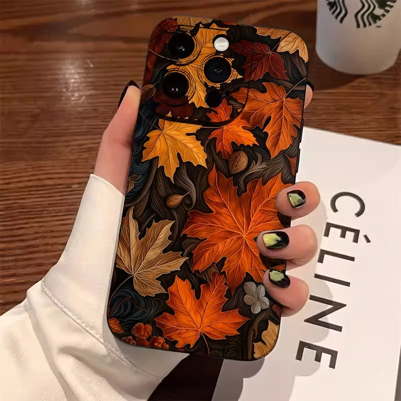 Фото Чехол для телефона с узором кленовых листьев для Xiaomi Poco X7 Pro, чехлы Poco M6 Pro 4G X6 X5 X3 F7 F5 F6, силиконовый мягкий чехол Fundas №1