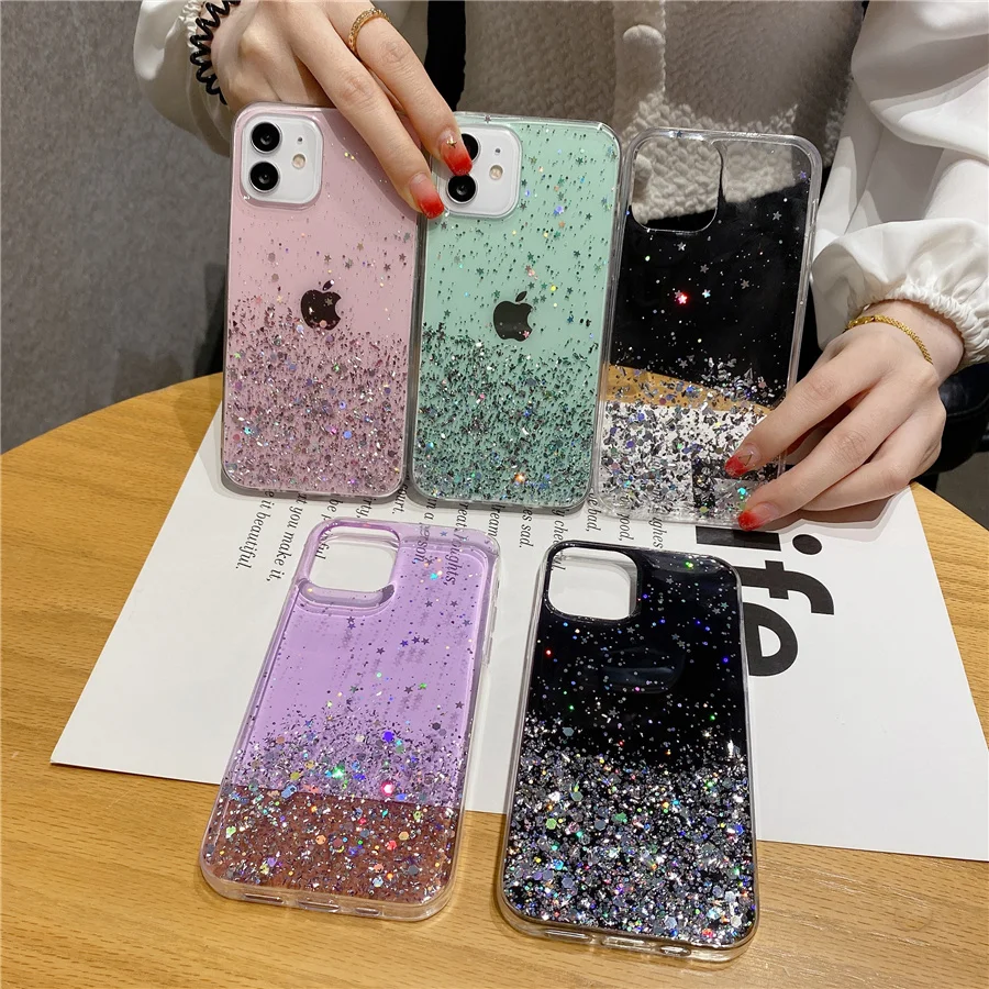

Sequins Glitter Silicone Case For OPPO F19 Pro+ F17 F9 F11 Pro Crystal Shockproof Cover OPPO A36 A96 A73 A74 A93 A94 A95 5G Capa