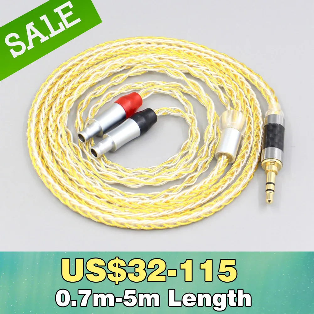 

8 Core OCC Silver Gold Plated Braided Earphone Cable For Sennheiser HD800 HD800s HD820s HD820 Dharma D1000 headphone LN007314
