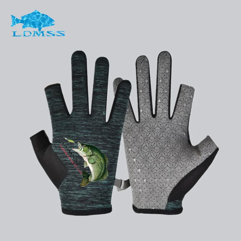 

2022 New Fishing Gloves Summer Thin ice silk Quick-drying Gloves Lure Non-slip Full-Finger Gloves Sea Fishing 3-finger Gloves