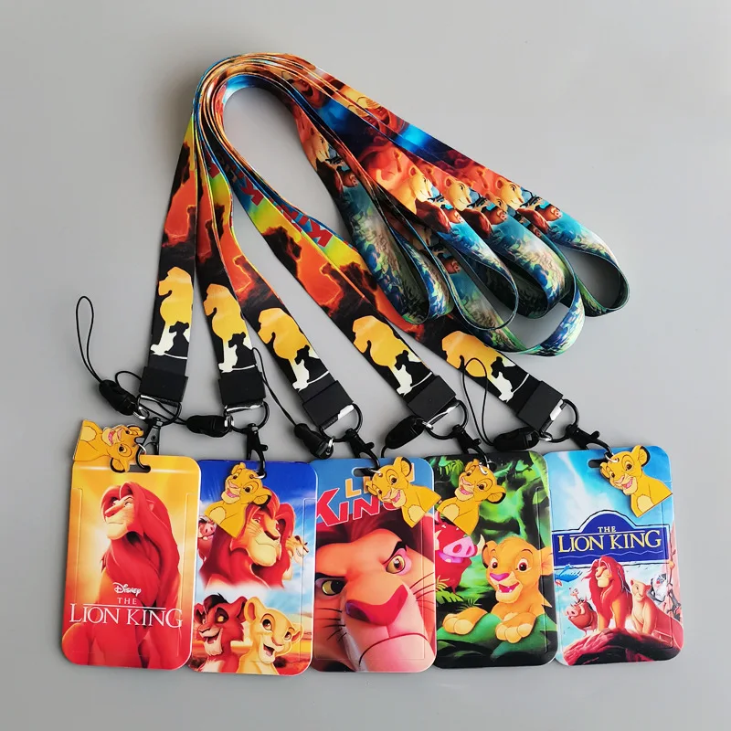 

LB3004 The Lion King Lanyard Office ID Travel Card Holder Badge Holder Cartoon Animal Keychain Neck Strap Lariat Kids Gift