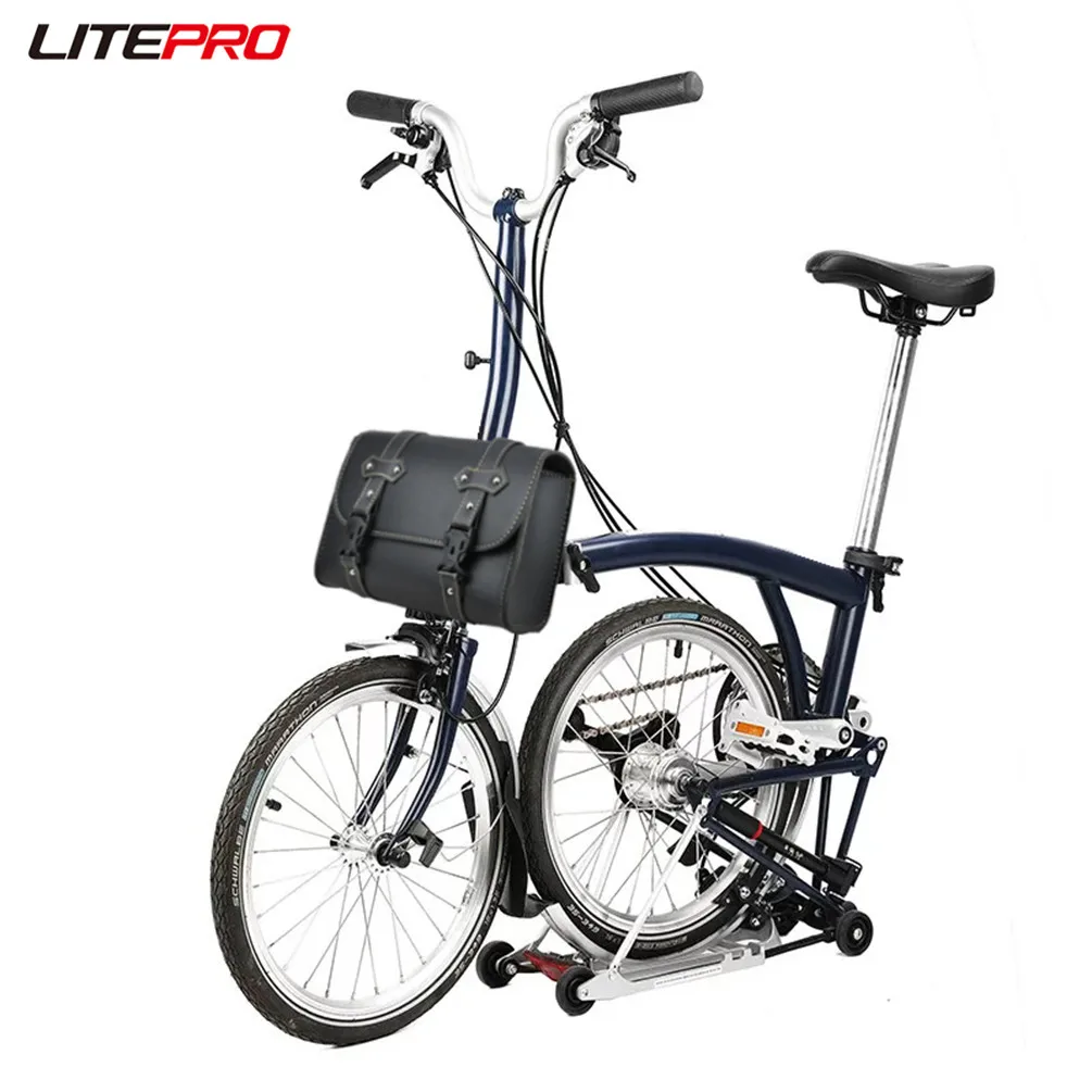 Litepro складная велосипедная кожаная передняя сумка в стиле ретро для Brompton Dahon Bike