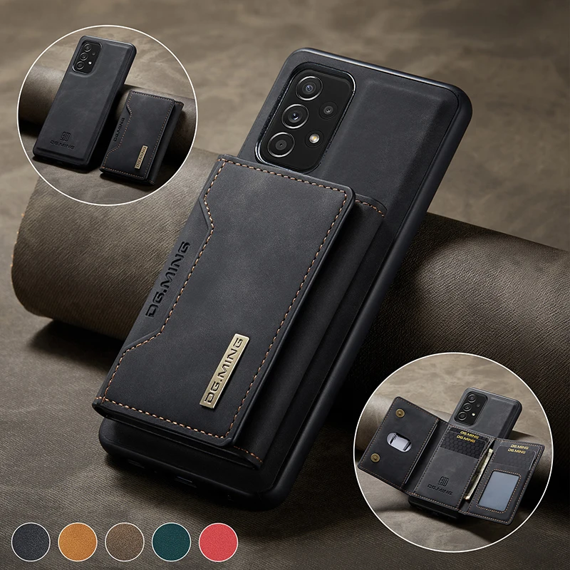 

For A52 A72 A53 A73 Classic Leather Magnetic Removable Cash Wallet Back Case For Galaxy S23 S22 S21 S20 Plus FE Note 20 Ultra 5G