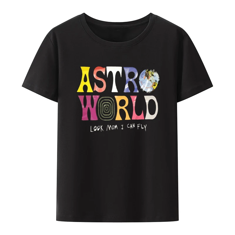 

Astro World Tees Graphic Print T-Shirt Funny Top Tee Roupas Masculinas Comfortable Tshirt Leisure Men's T-shirts Man Camisetas