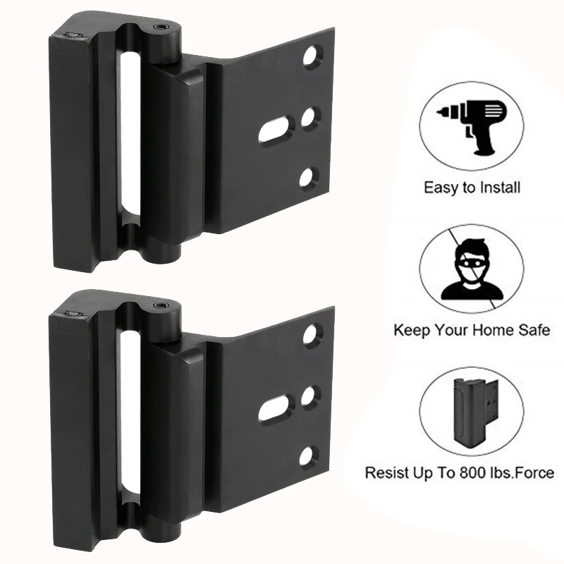 

800 Lbs Home Security Door Lock Reinforcement Lock For Inward Swinging Safety Door Lock With 3" Stop Withstand